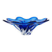 Coupe à fleurs en cobalt, design danois, années 1970, fabriquée au Danemark