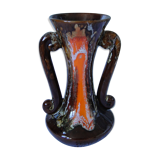 VASE lyre decor jaspered orange brown white n°320vintage