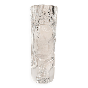 Vase Art Déco en cristal gravé vintage