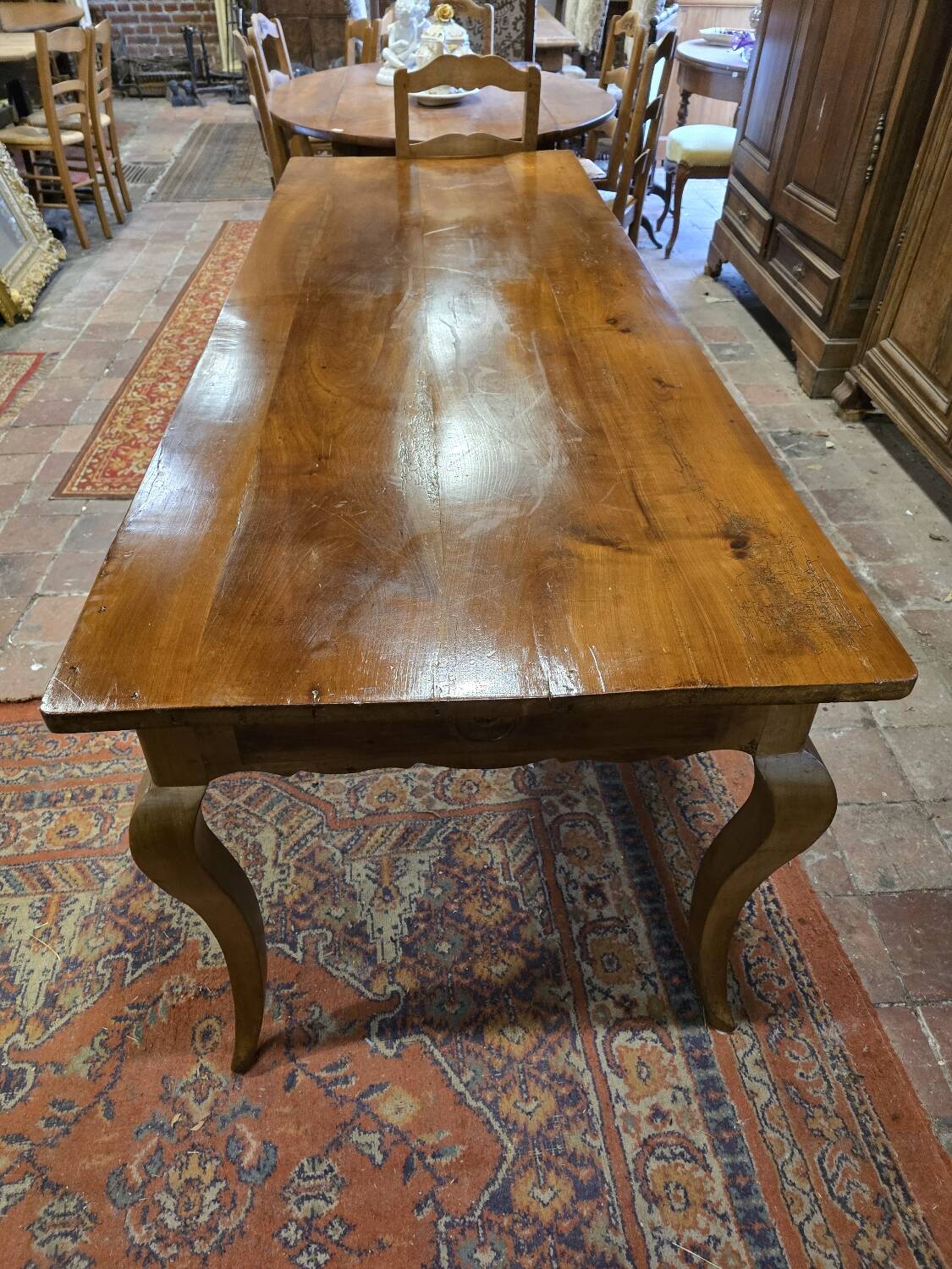 19th century solid cherry wood farmhouse table