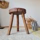 Small stool / antique stool in raw wood – Brutalist spirit