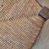 Tabouret ancien en paille et bois