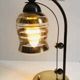 Lampe à poser style bauhaus années 40-50 en laiton avec tulipe en verre doré