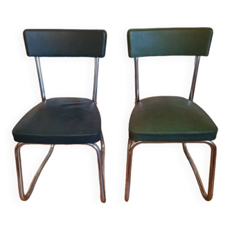 Set of two vintage industrial Ronéo chairs