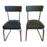 Set of two vintage industrial Ronéo chairs