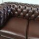 Brown leather chesterfield sofa two places