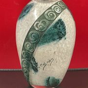 Vintage art déco pâte de verre décor géométrique, signé legras h 16 cm