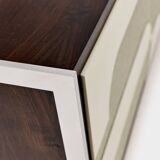 Vintage sideboard with handmade relief surface, metal, Germany, 1960s