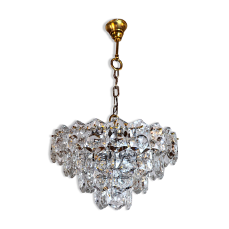 Kinkeldey golden chandelier, cut glass, 4 levels, Germany, 1970