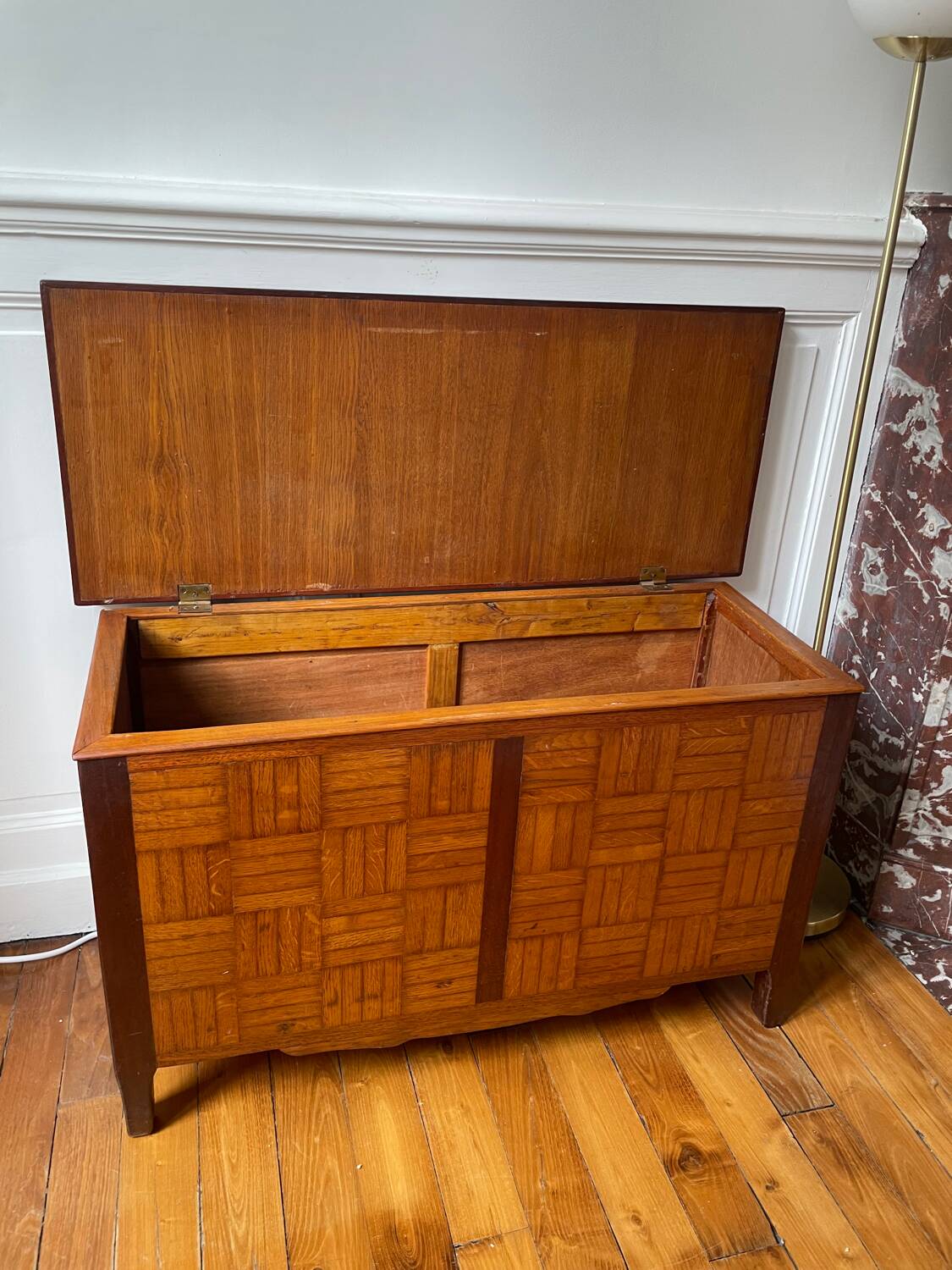 Solid oak toy chest