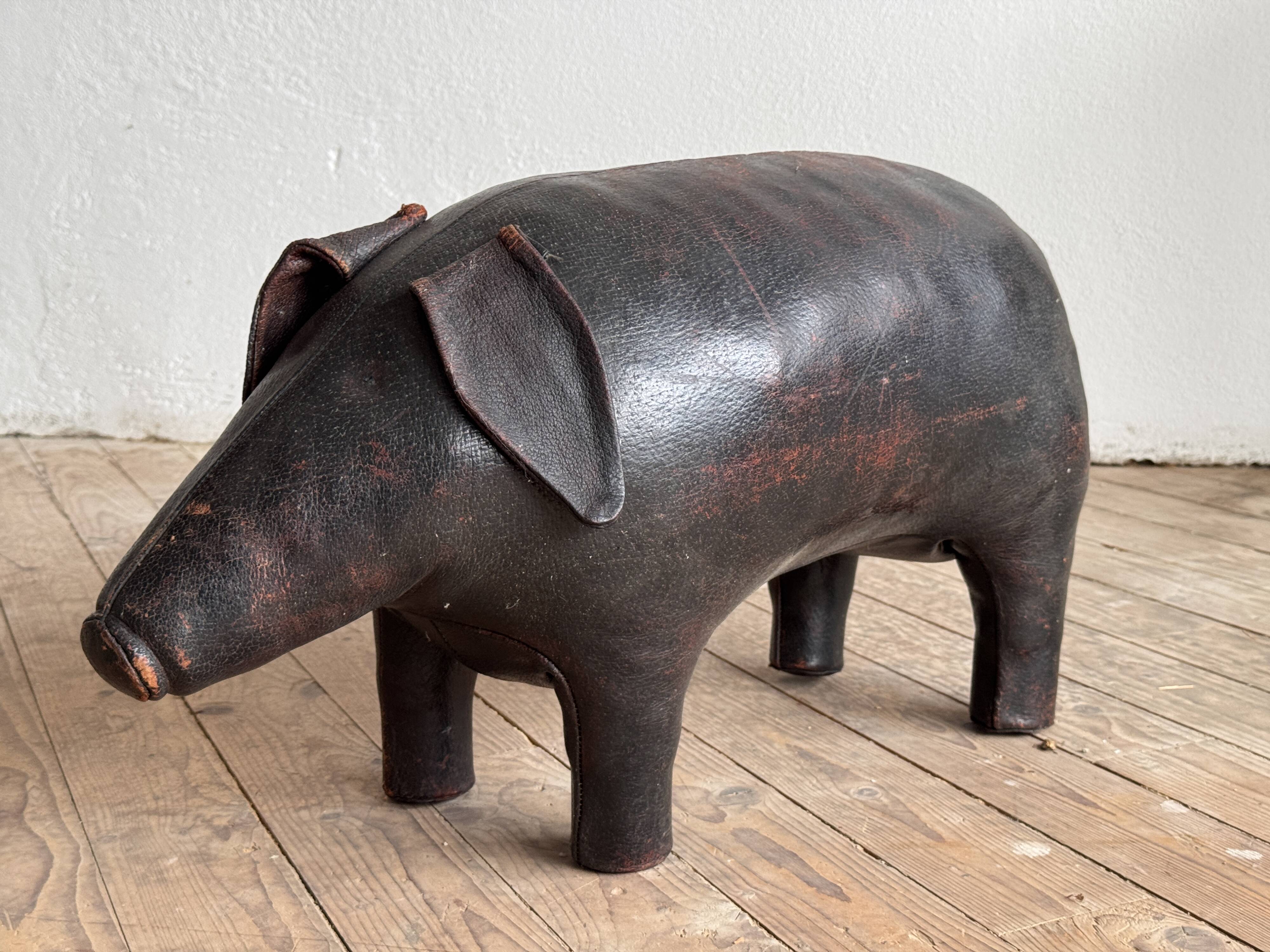 Leather Pig Footstool Ottoman by Dimitri Omersa, UK 1960s