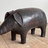 Leather Pig Footstool Ottoman by Dimitri Omersa, UK 1960s