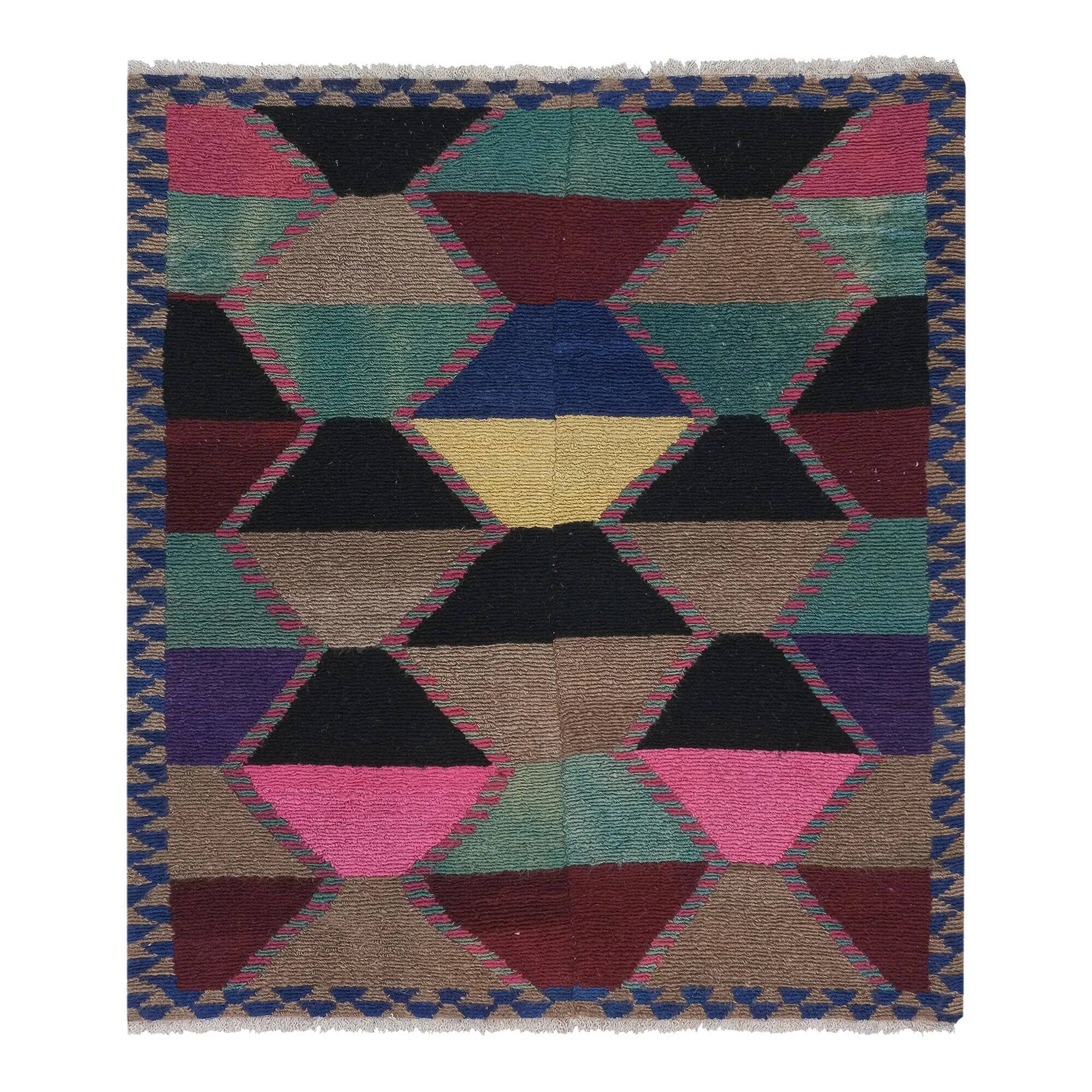 Vintage Turkish handmade rug 124x141 cm
