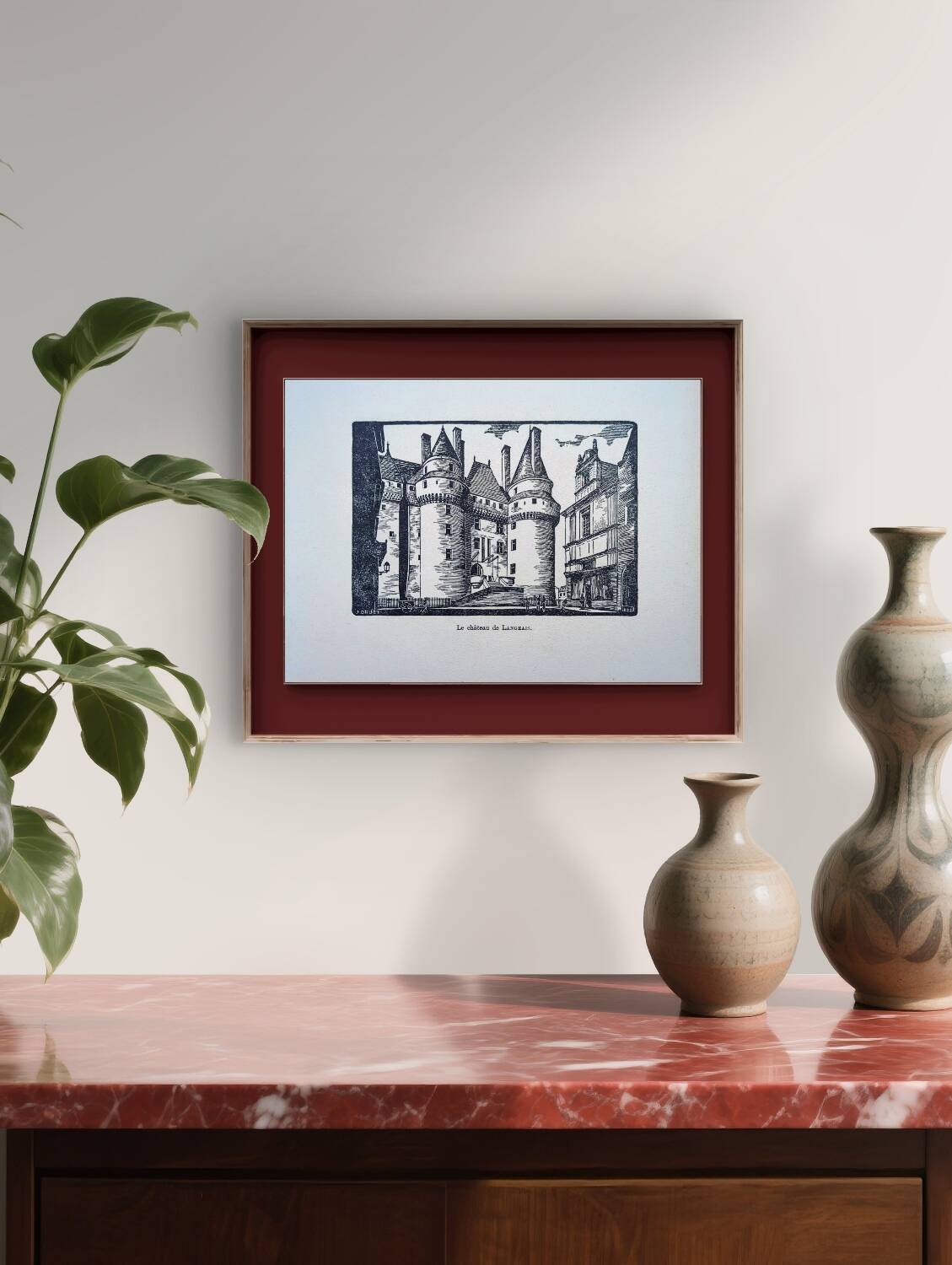 The Château de Langeais, printed in 1933, vintage engraving