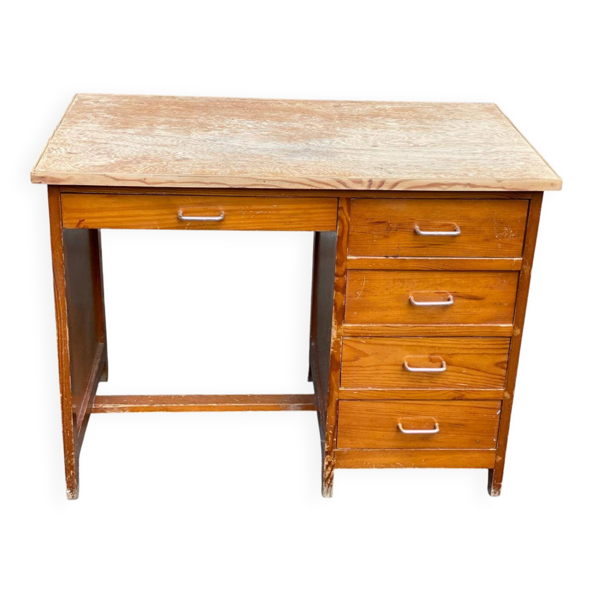 American wooden desk with 5 drawers