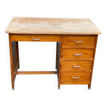 Bureau américain en bois avec 5 tiroirs