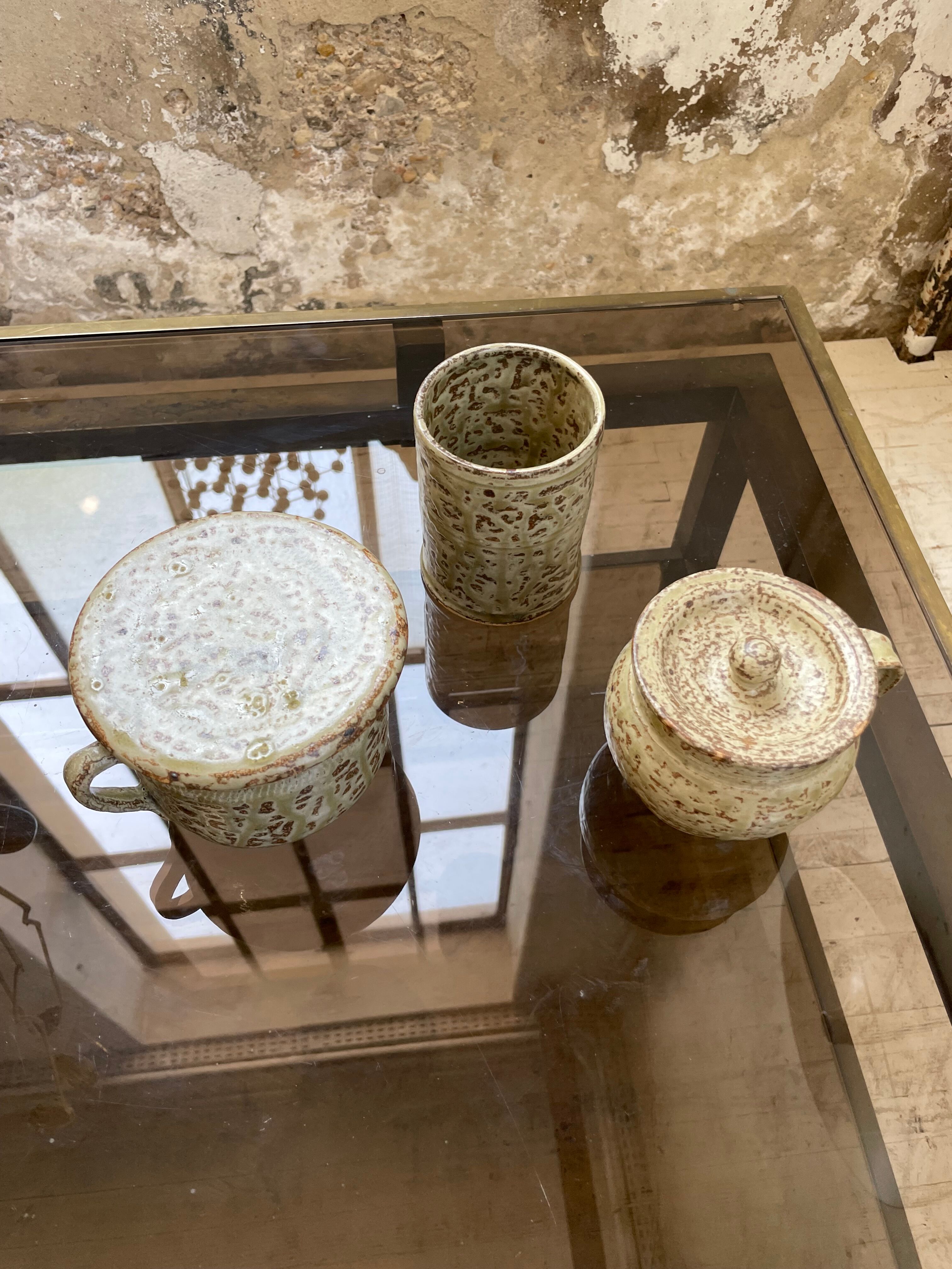 Stoneware herbal tea cup set La Hulotte Caylus