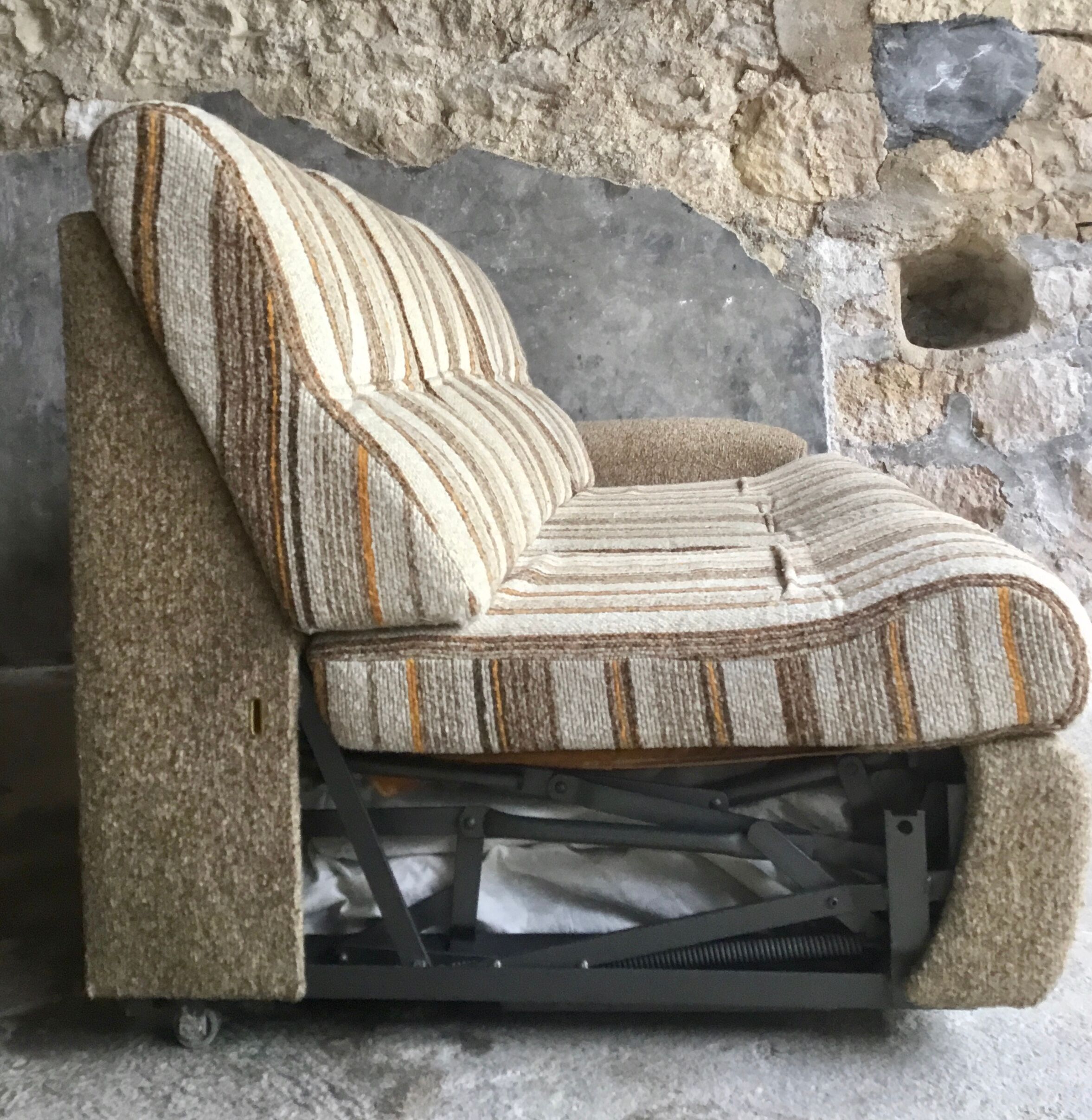 Corner sofa convertible in antique wool brand GMC seats - design 1970