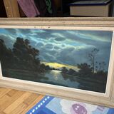 Old signed painting landscape oil on canvas