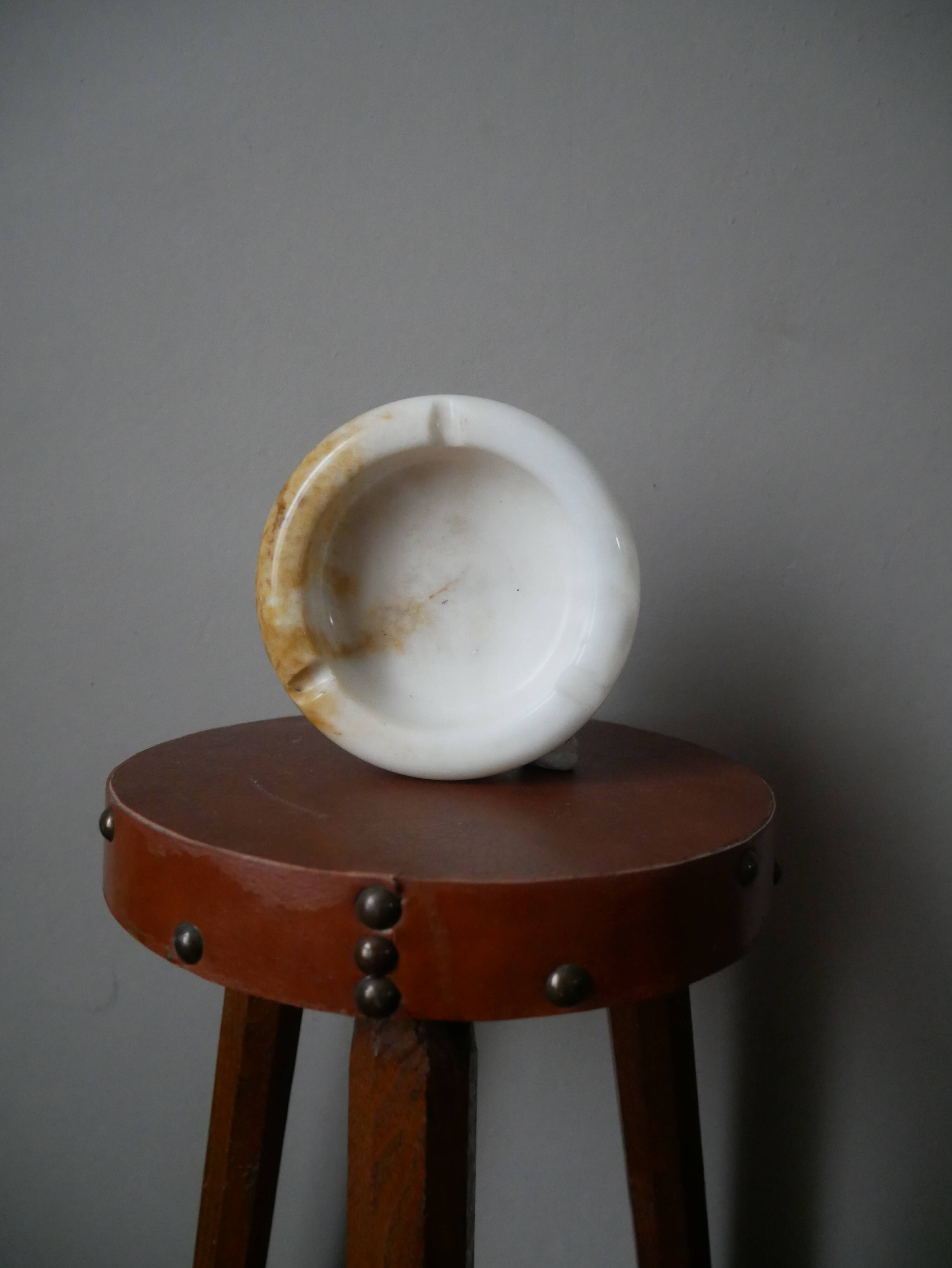 Vintage mineral stone ashtray, handcrafted country decoration