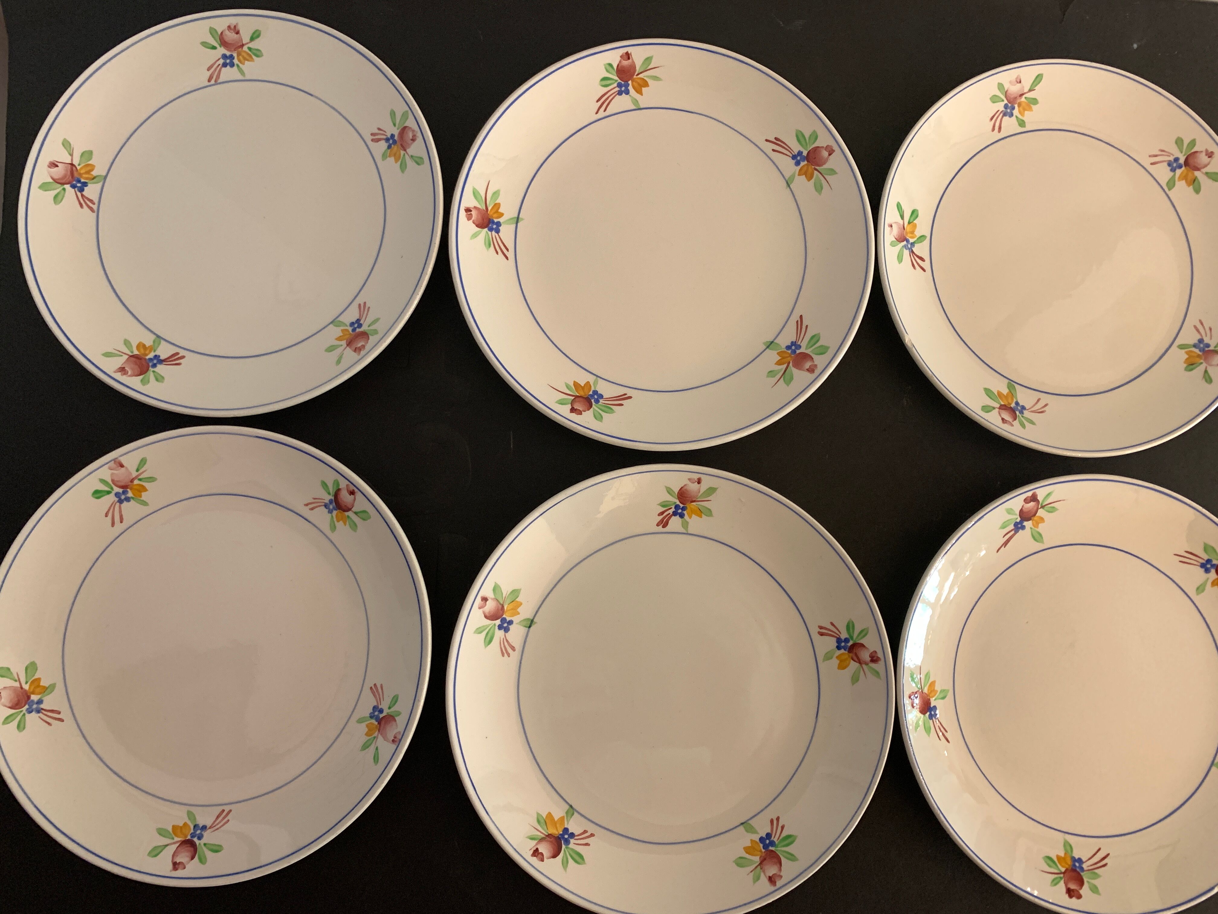 6 Gien dessert plates, Nice model, 1950