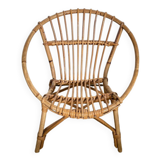 Vintage 1960s rattan children's armchair