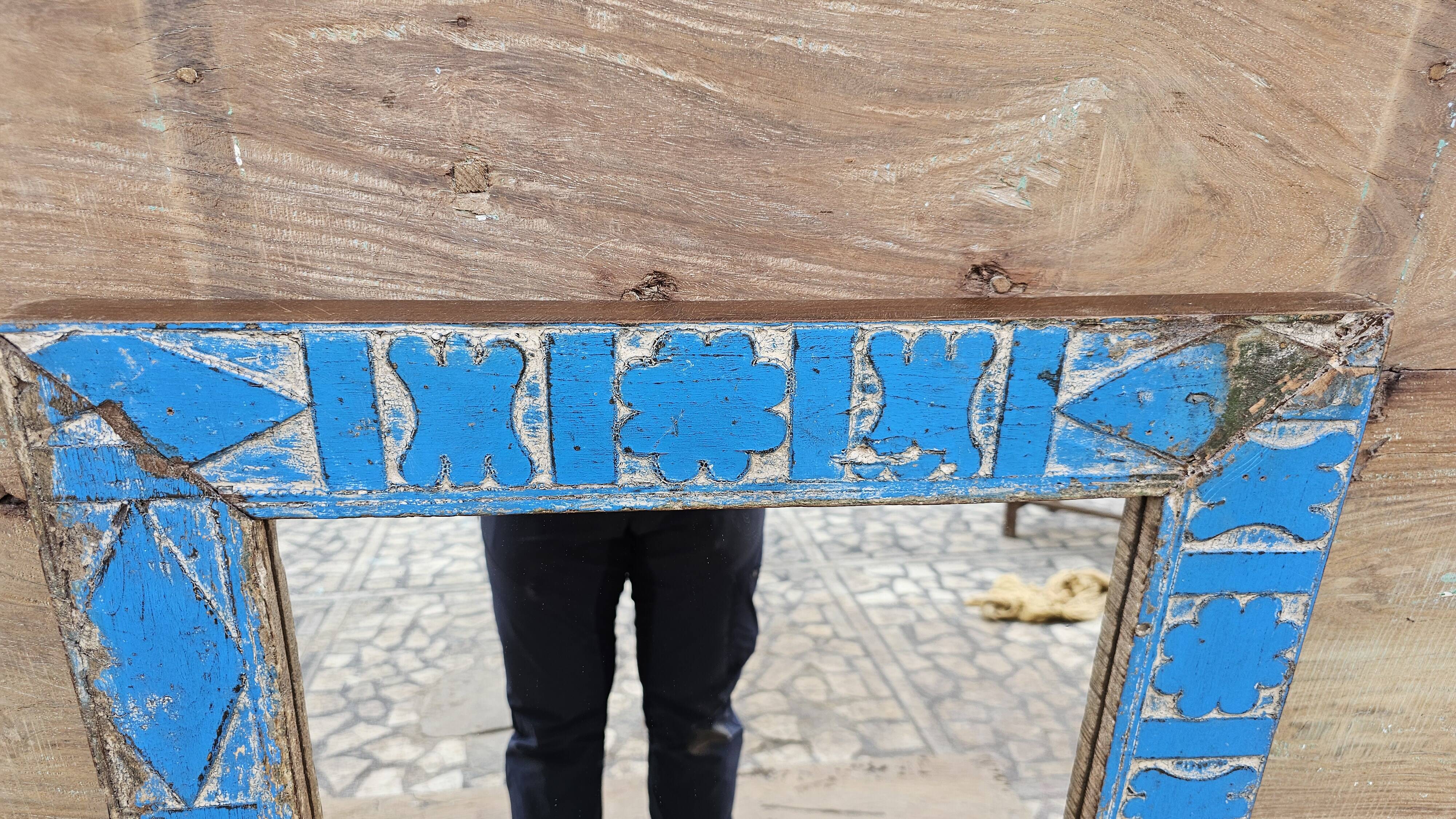 Antique Art Deco mirror in Burmese teak.