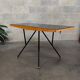 Metal and wood table, black Opaxit top, Czech Republic 1960