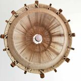 Scandinavian wooden and rope pendant light, 1970s