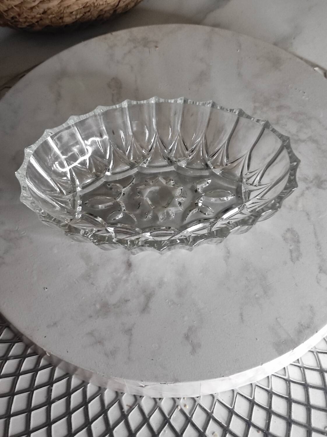 Cut glass oil ramekin