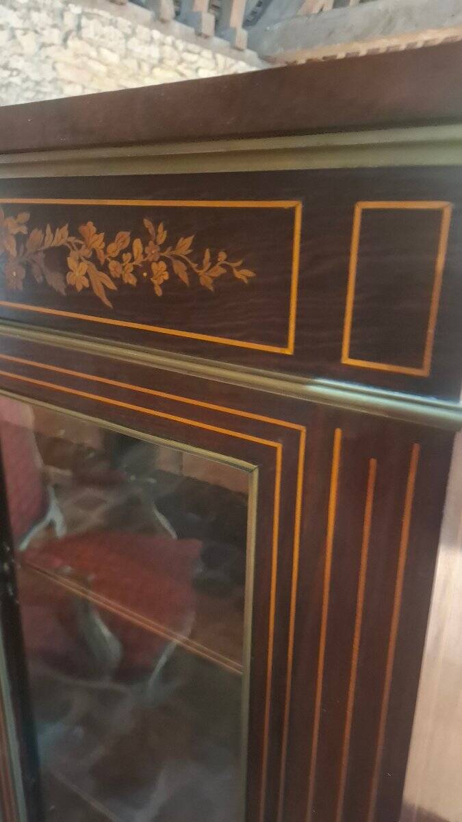 Napoleon III marquetry display cabinet