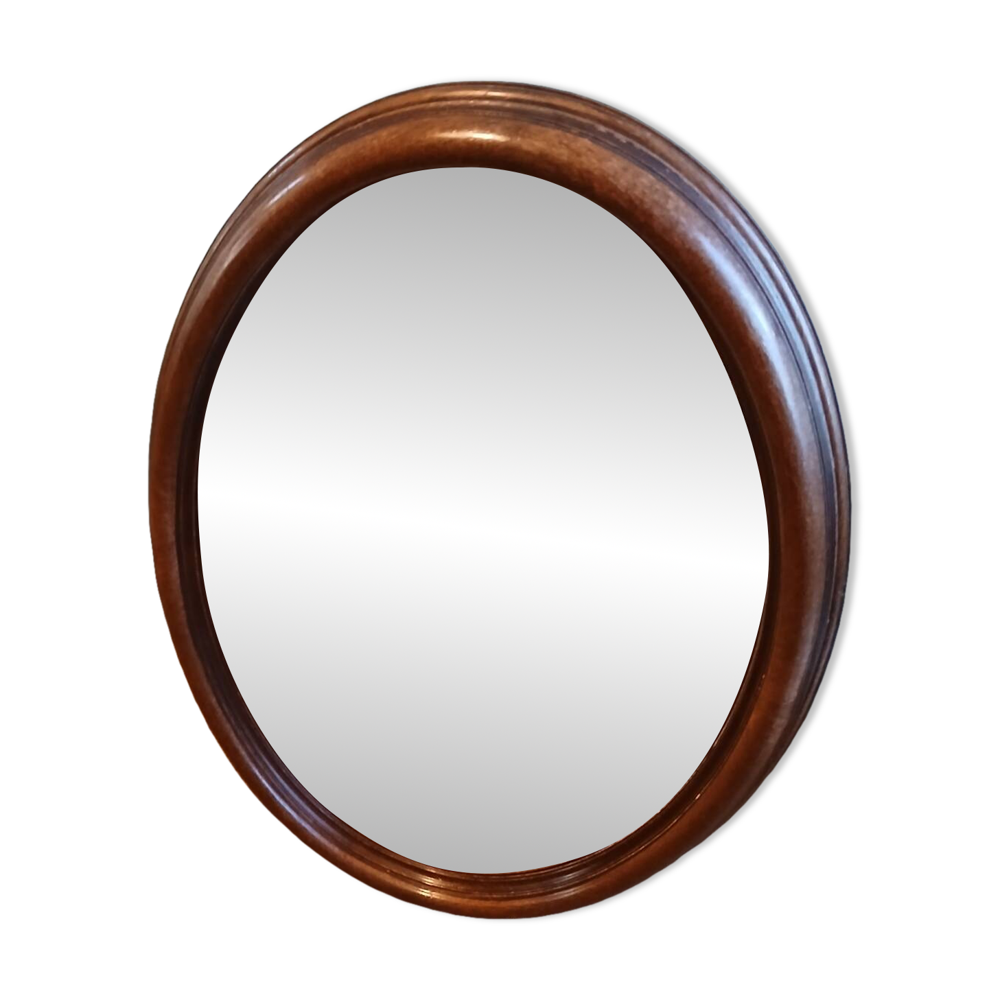 Vintage oval wooden mirror
