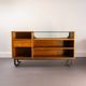 Mid Century Store Counter made of Chestnut and Black Enameled Metal