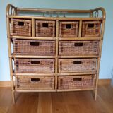 Chest of drawers in wicker and rattan