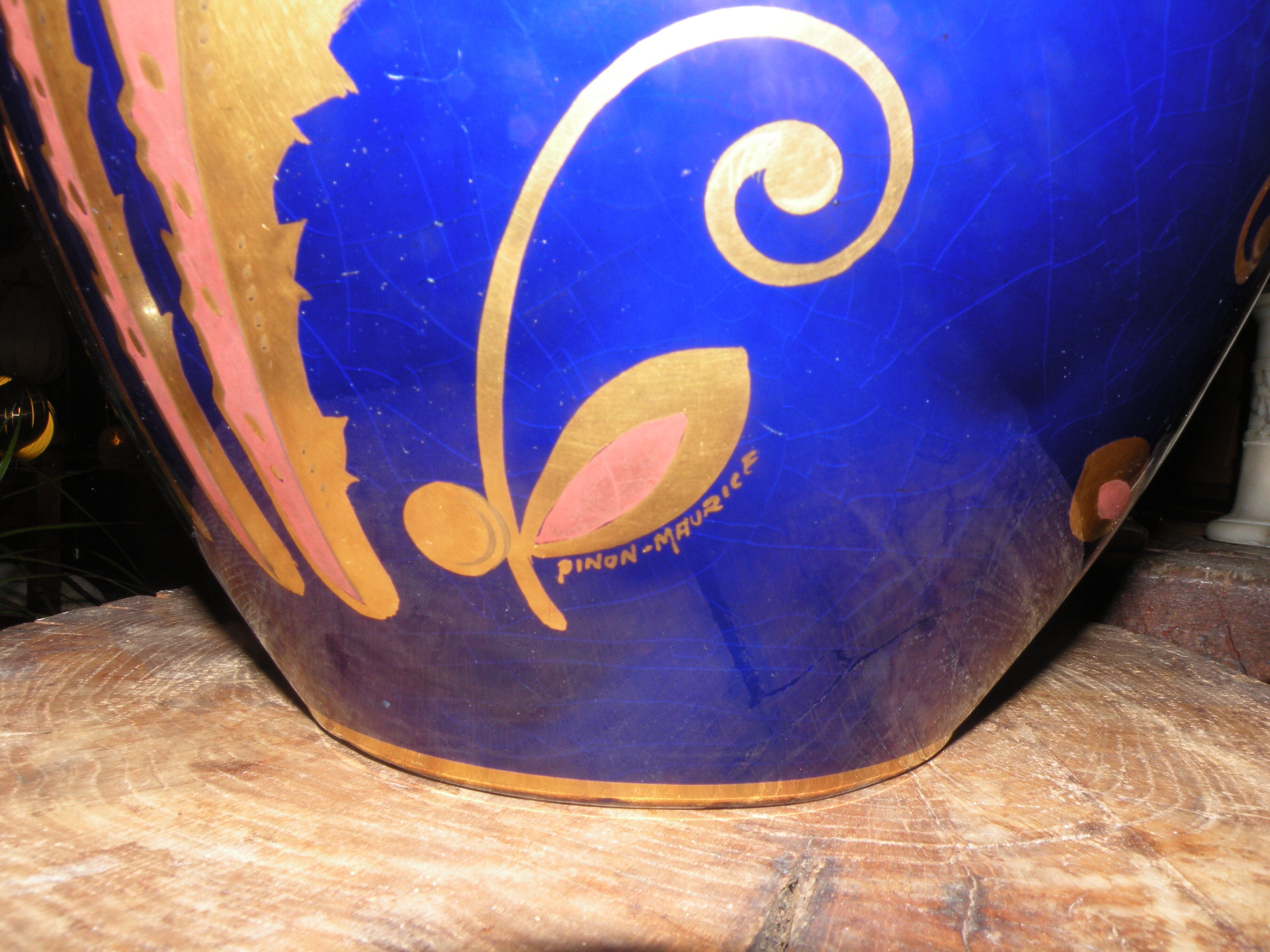 Vase period art deco, faience of Tours signed Maurice Pinon