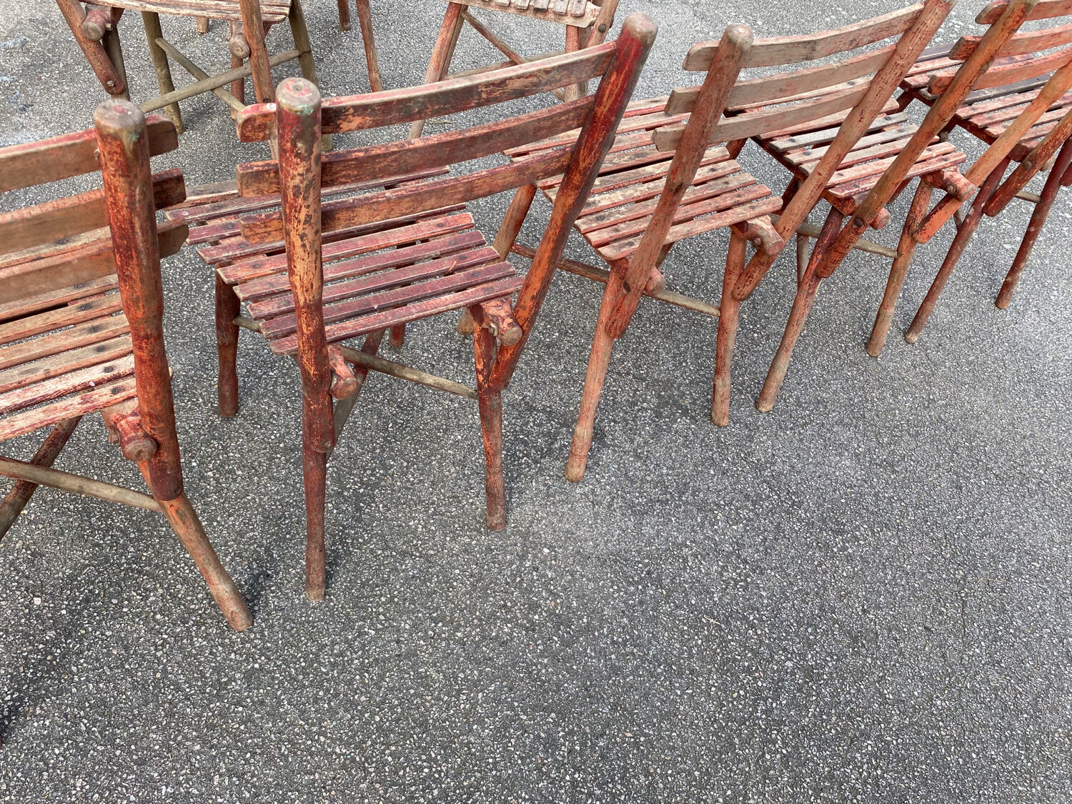 Set of 8 guinguette chairs 1920