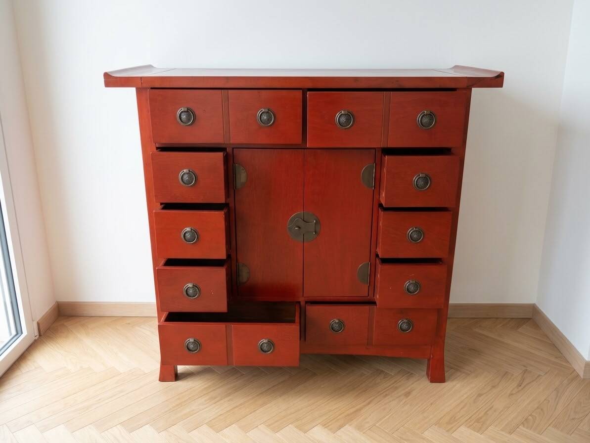 Red wooden Chinese-style storage furniture