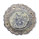 Plat creux rond en faïence bleue diamètre 48 cm signé