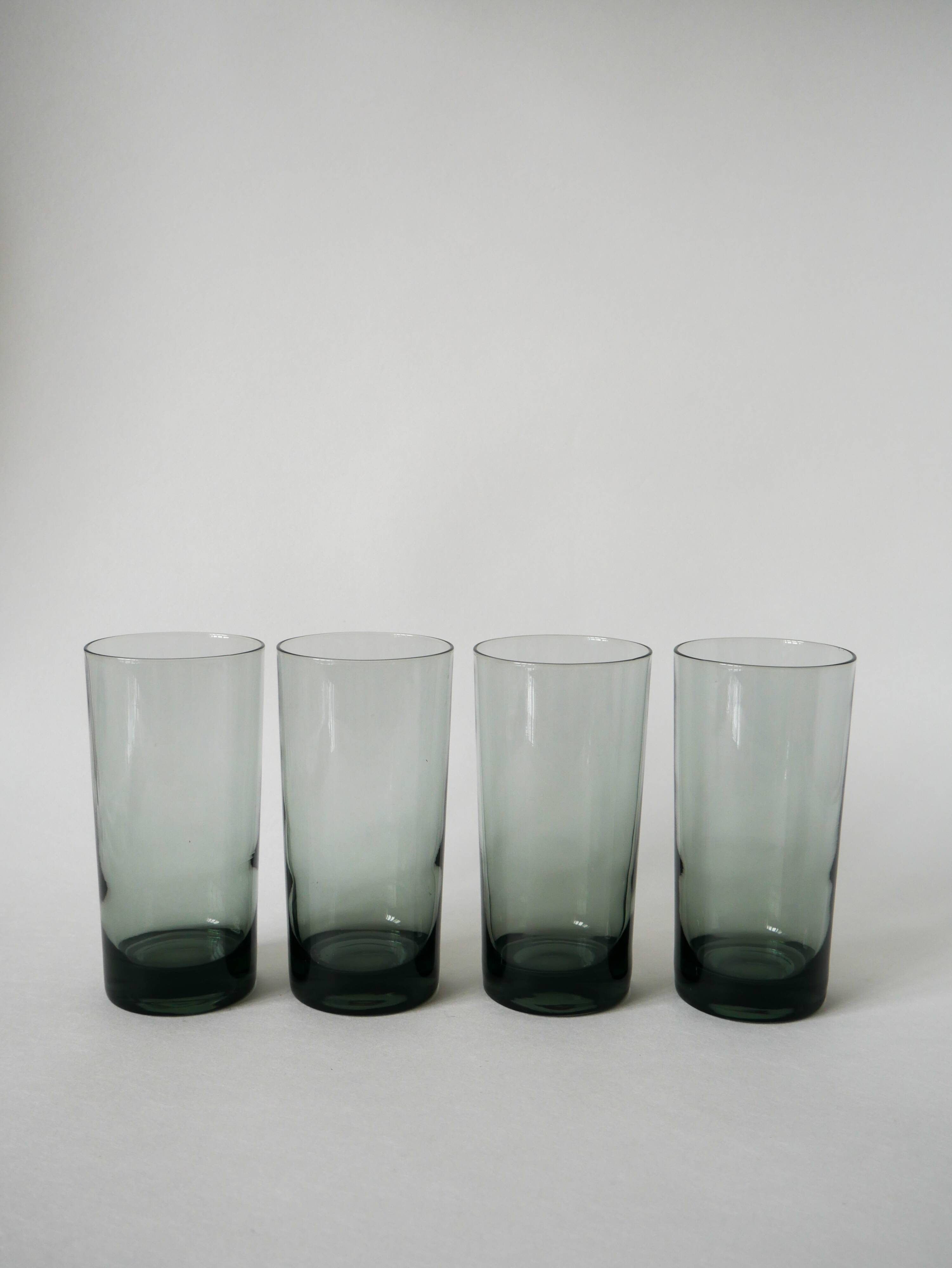 set of 4 Long Drink glasses in smoked glass Design 1970