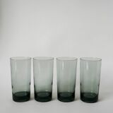 set of 4 Long Drink glasses in smoked glass Design 1970