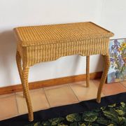 Rattan console desk with curved legs, 1970s