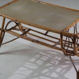 Vintage rattan coffee table, France 1960.