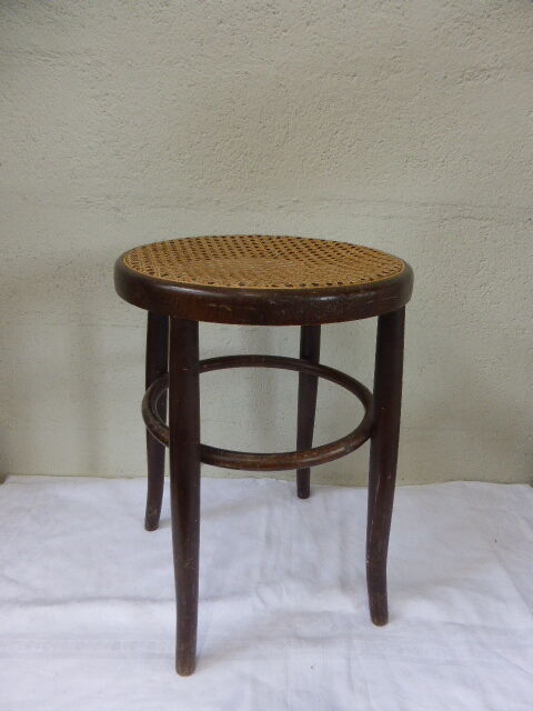 Stool Bistro, caned in varnished wood and former strapping