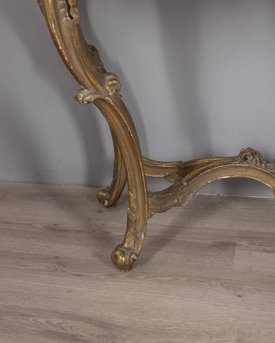 Antique classic console in wood decorated with mirror from the late 19th