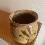 Antique glazed terracotta pot from the 19th century.