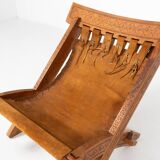 Pair of Folding Chair, Wood and Leather, Brazilian style