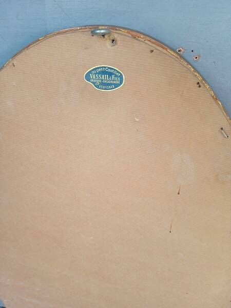 Gilded wood mirror period 1960 oval