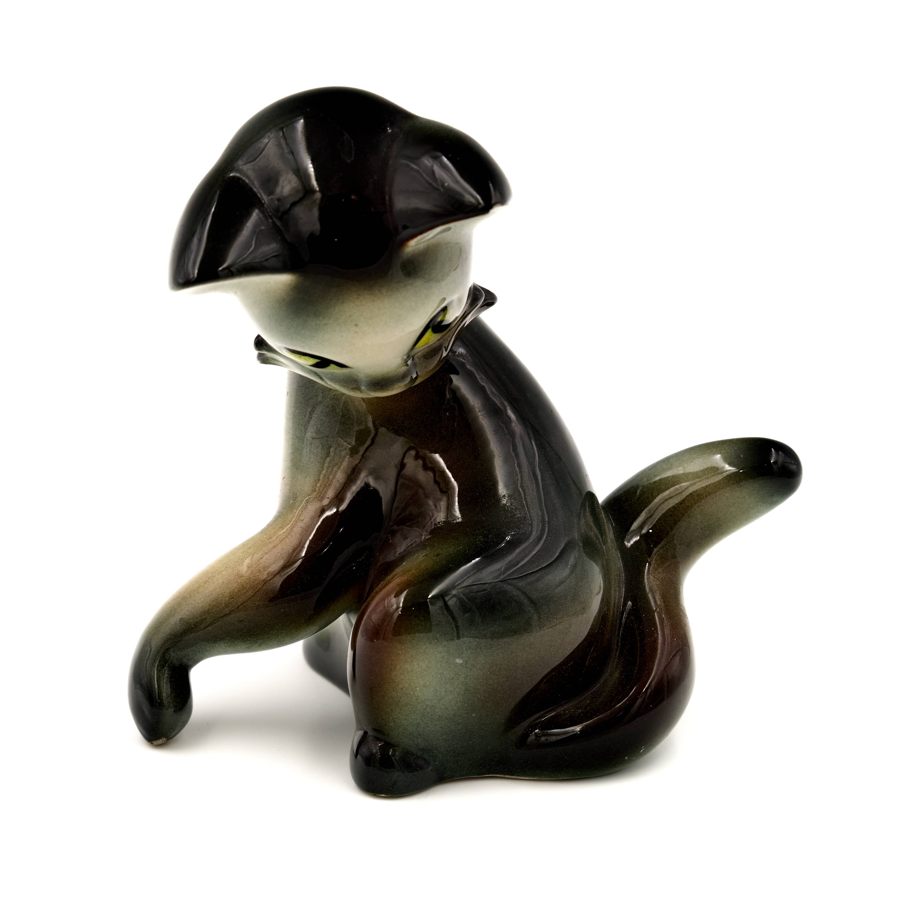 Vintage Jichokera Bechyně Cat Figure, 1960s