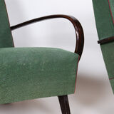 Paire de fauteuils en hêtre art deco tchèque vert, Jindrich Halabala, UP Zavody, années 1930