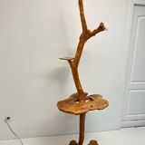 Vintage brutalist style wooden floor lamp